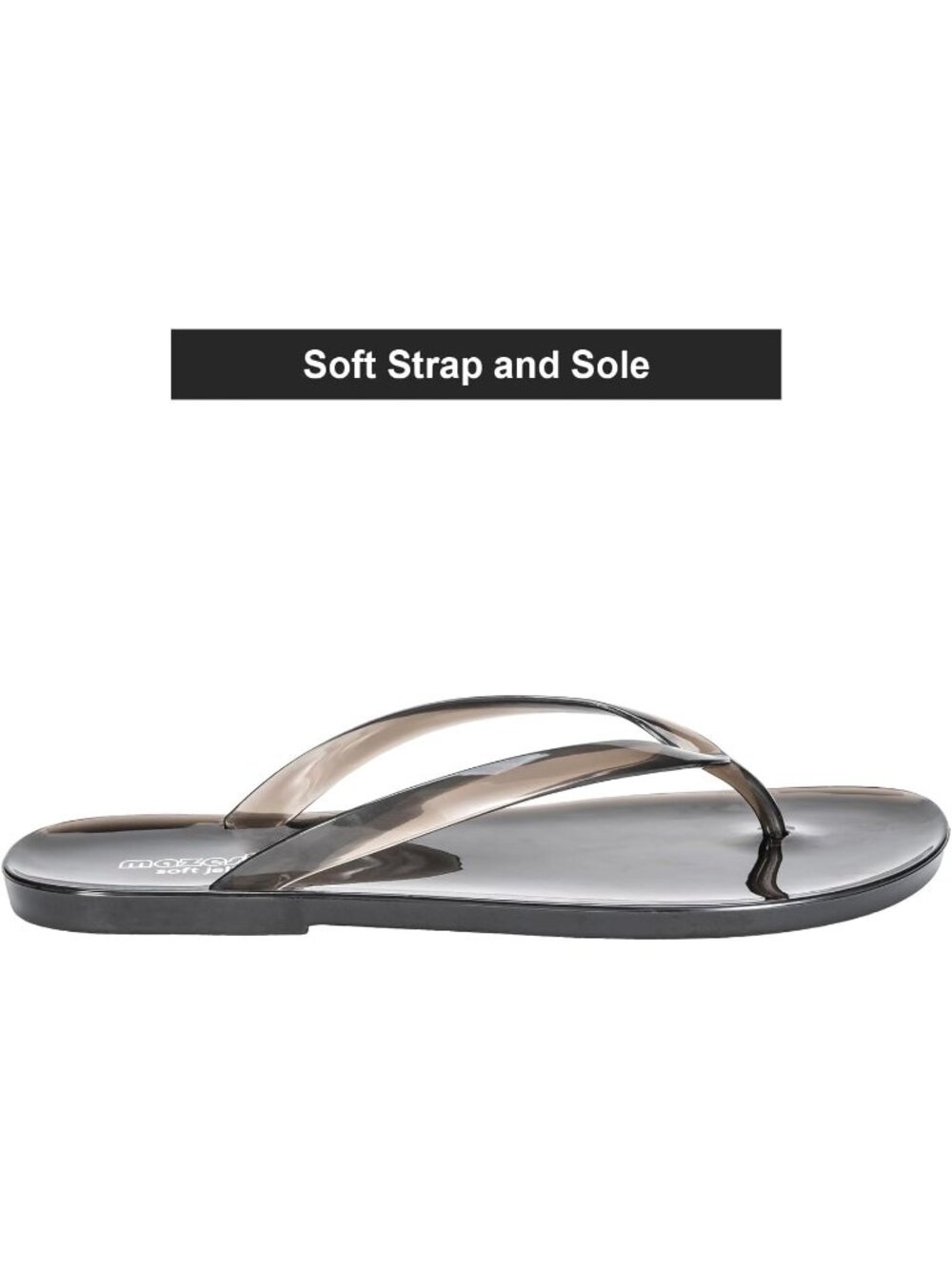 Women's Black Summer Jelly Flip Flops Soft Flexible Casual Thong Flat Sandals - Picture 3 of 6